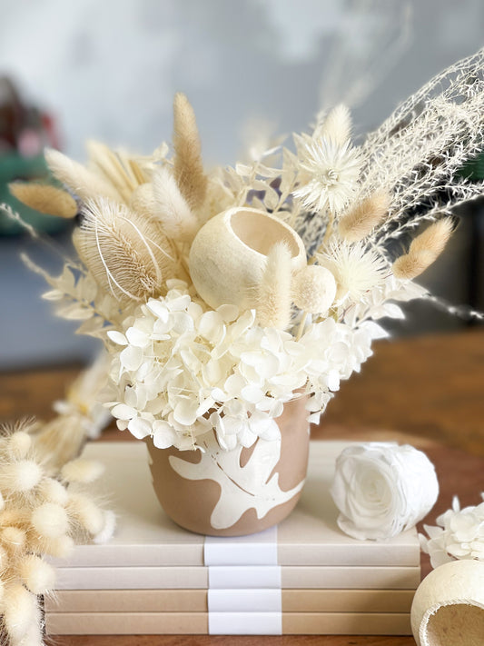 Neutral Dried flower arrangement- Natural dried flowers Tanit Florist